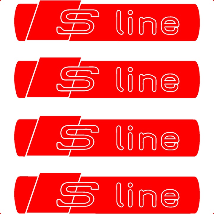 Sticker Auto Audi S line 4 buc, Etrieri, Oglinda, Luneta, Jante, Maner usi, autoadeziv, Cri-Flo, Culoare Rosu, Marime 7 cm