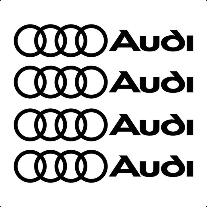 Sticker Auto Audi 4 buc, Etrieri, Oglinda, Luneta, Jante, Maner usi, autoadeziv, Cri-Flo, Culoare Negru, Marime 7 cm