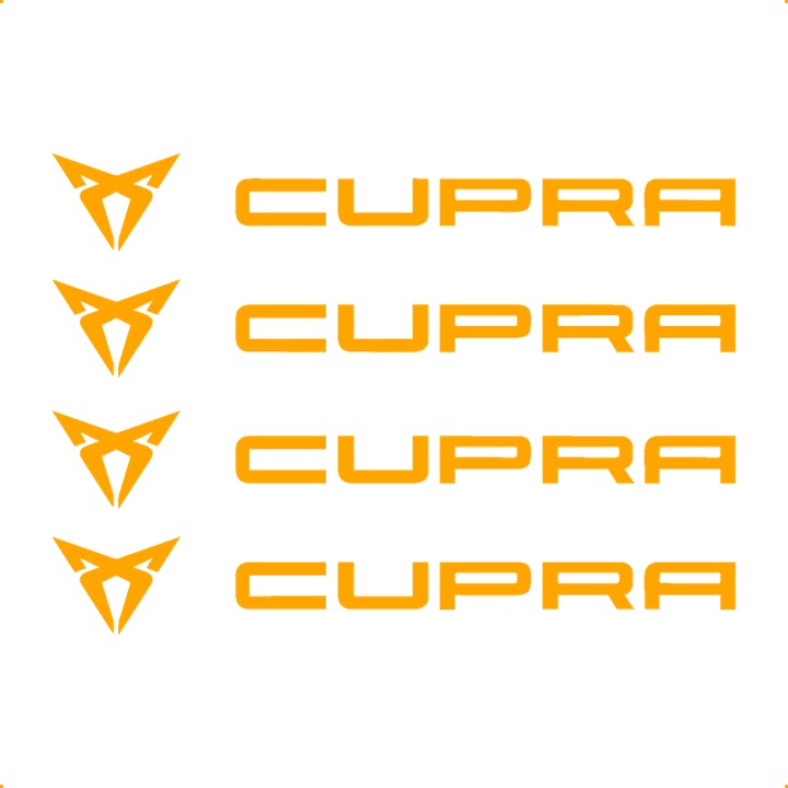 Sticker Auto Cupra 4 buc, Etrieri, Oglinda, Luneta, Jante, Maner usi, autoadeziv, Cri-Flo, Culoare Portocaliu, Marime 7 cm