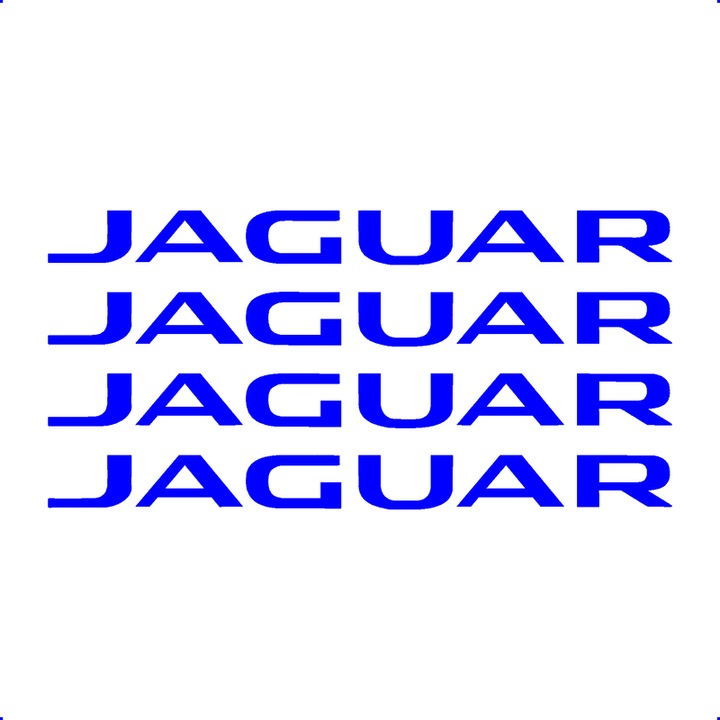 Sticker Auto Jaguar 4 buc, Etrieri, Oglinda, Luneta, Jante, Maner usi, autoadeziv, Cri-Flo, Culoare Albastru, Marime 7 cm