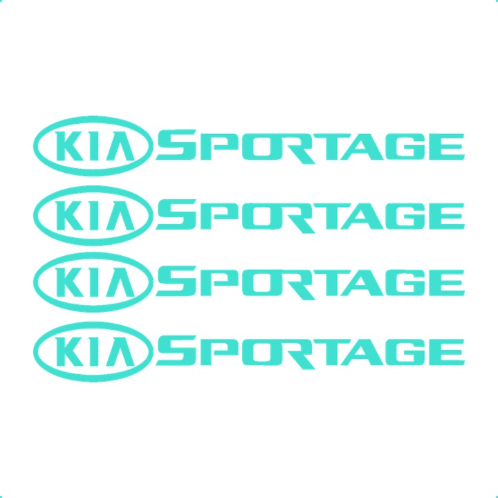 Sticker Auto Kia Sportage 4 buc, Etrieri, Oglinda, Luneta, Jante, Maner usi, autoadeziv, Cri-Flo, Culoare Turcoaz, Marime 10 cm