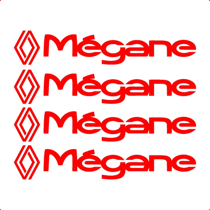 Sticker Auto Renault Megane 4 buc, Etrieri, Oglinda, Luneta, Jante, Maner usi, autoadeziv, Cri-Flo, Culoare Rosu, Marime 12 cm