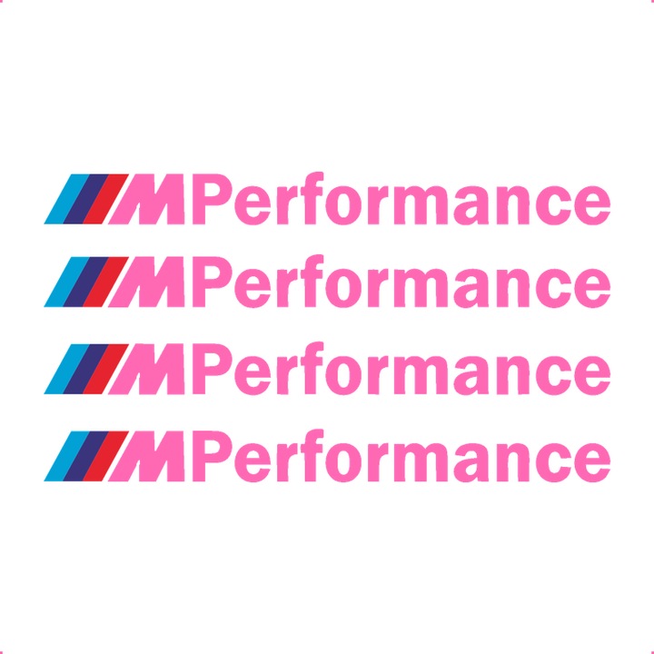 Sticker Auto Bmw M performance 4 buc, Etrieri, Oglinda, Luneta, Jante, Maner usi, autoadeziv, Cri-Flo, Culoare Roz, Marime 7 cm