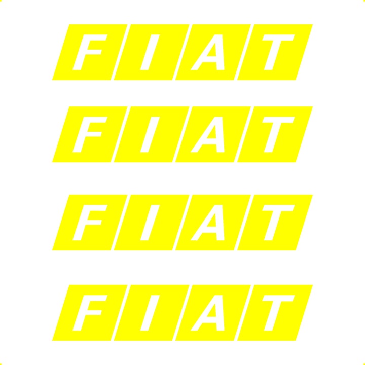Sticker Auto Fiat 4 buc, Etrieri, Oglinda, Luneta, Jante, Maner usi, autoadeziv, Cri-Flo, Culoare Galben, Marime 10 cm