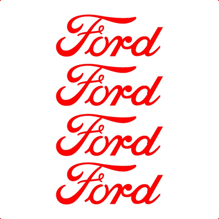 Sticker Auto Ford Model scris 4 buc, Etrieri, Oglinda, Luneta, Jante, Maner usi, autoadeziv, Cri-Flo, Culoare Rosu, Marime 10 cm