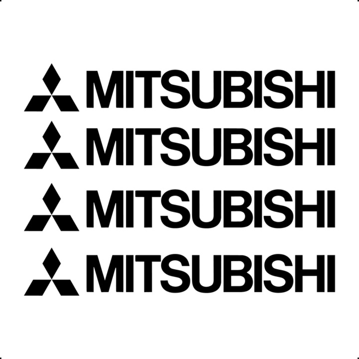 Sticker Auto Mitsubishi 4 buc, Etrieri, Oglinda, Luneta, Jante, Maner usi, autoadeziv, Cri-Flo, Culoare Negru, Marime 12 cm