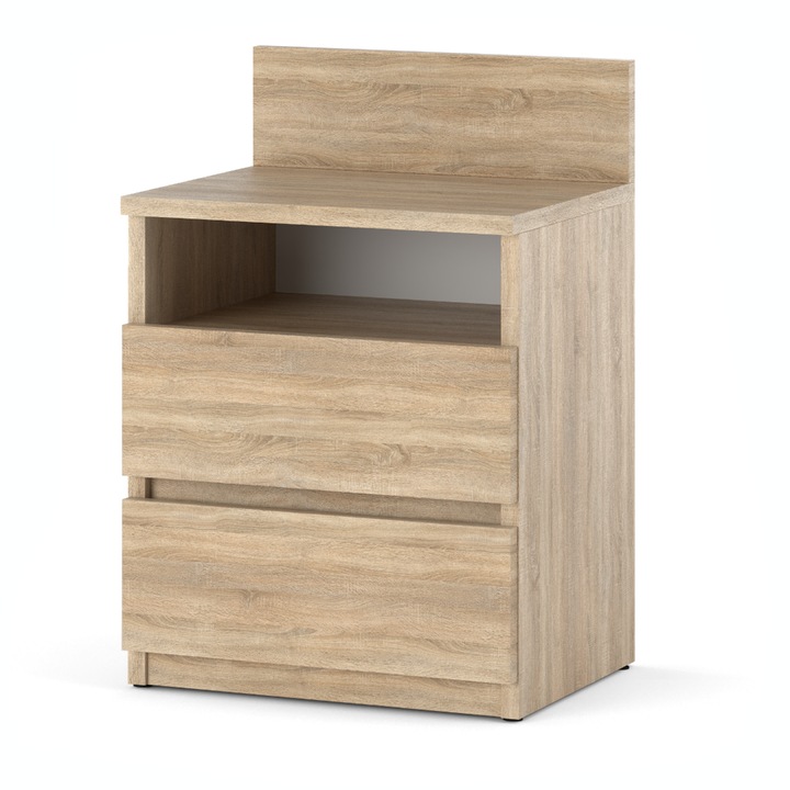 Noptiera cu 2 sertare si o etajera culoare Stejar Sonoma, 40 x 59 x 32cm Mirabilesse
