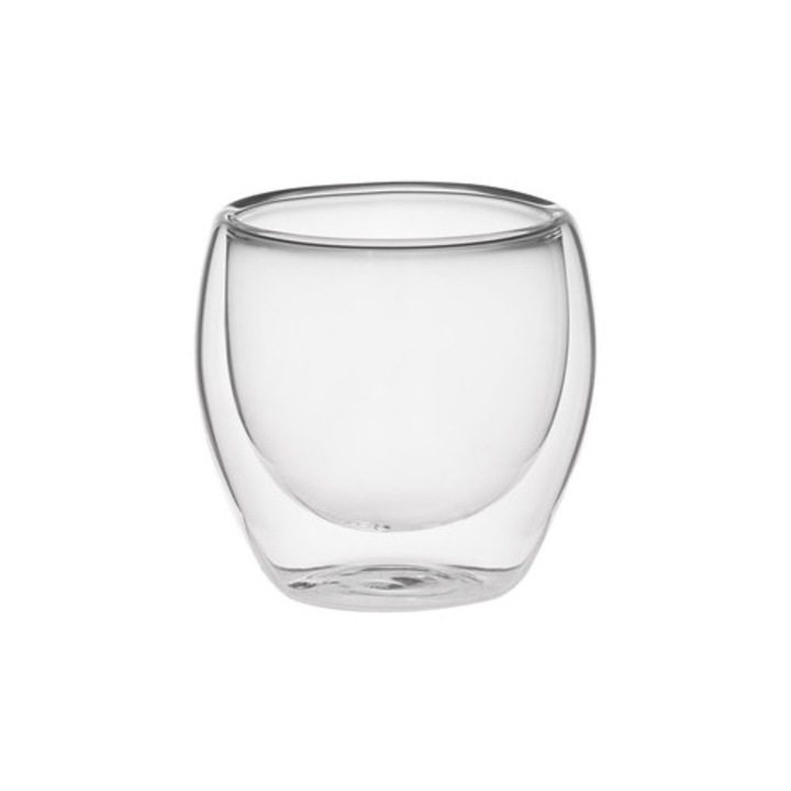 Двустенна прозрачна стъклена чаша 80 мл