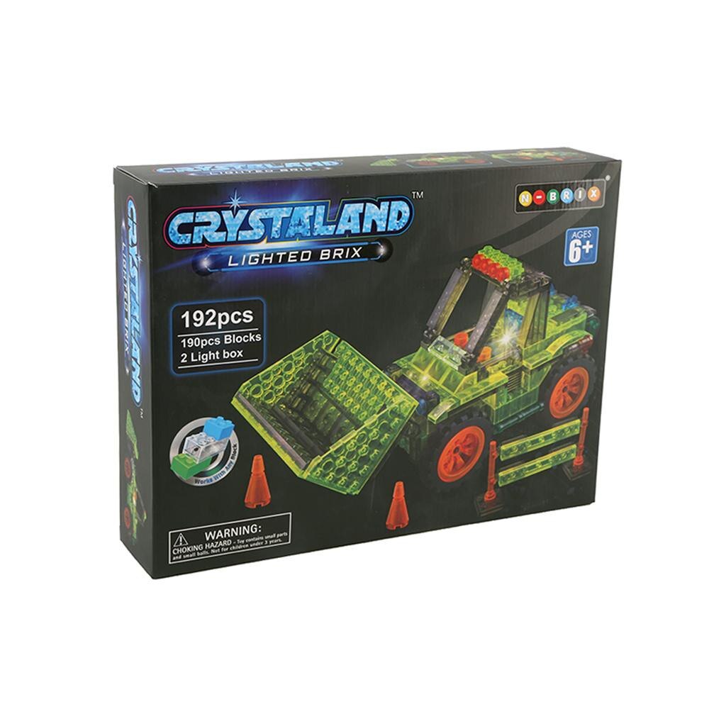 Puzzle cuburi cu LED - Buldozer - 192 piese
