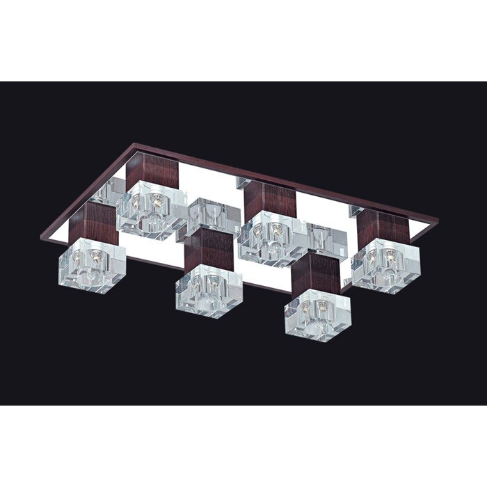 Plafoniera BUSSY LIGHTING 6045-6 lemn venge , Metal , G9 6x40W , 53x33cm / abajur cristal