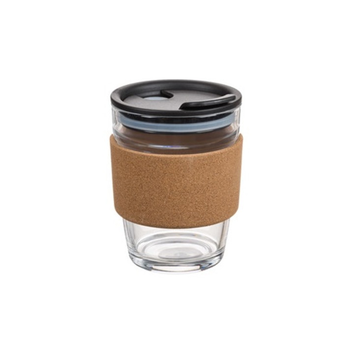Стъклена чаша с коркова и пластмасова капачка 300 мл