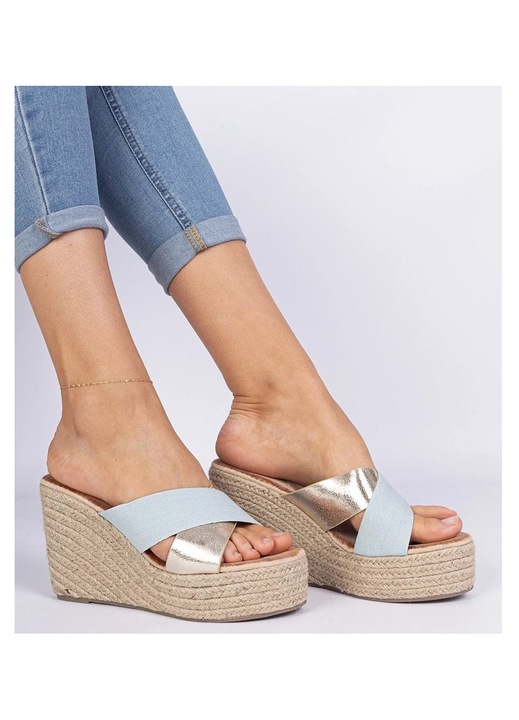 Sandale din denim cu platforma Lerada, piele ecologica 37 EU