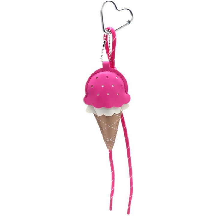 Breloc Fantezie Inghetata Roz – Keychain Bag Charm Icecream, Accesoriu Geanta