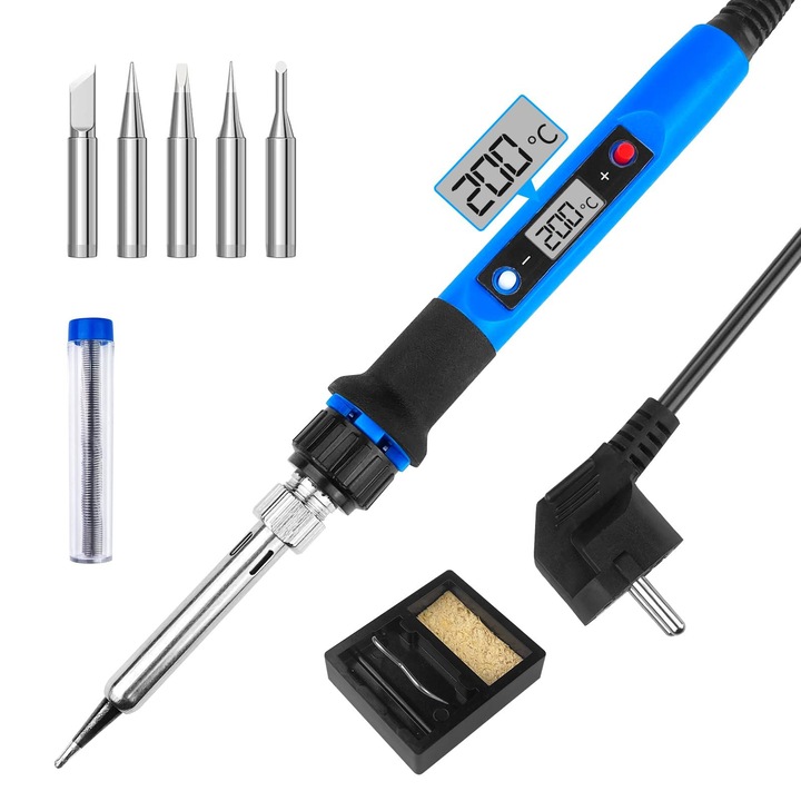 Поялник Stnqtsrv 80W, регулируем 180-480°C, 6 накрайника, стойка