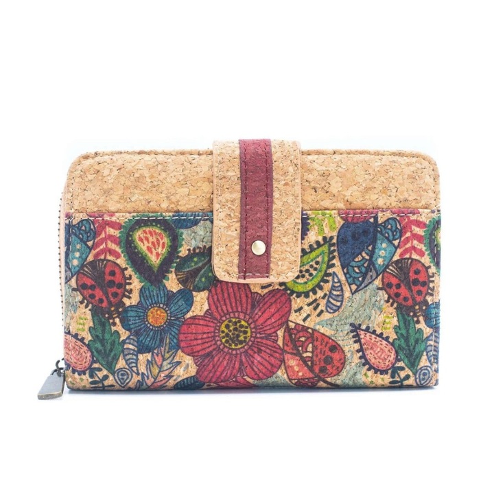 Portofel compact din pluta cu clapa