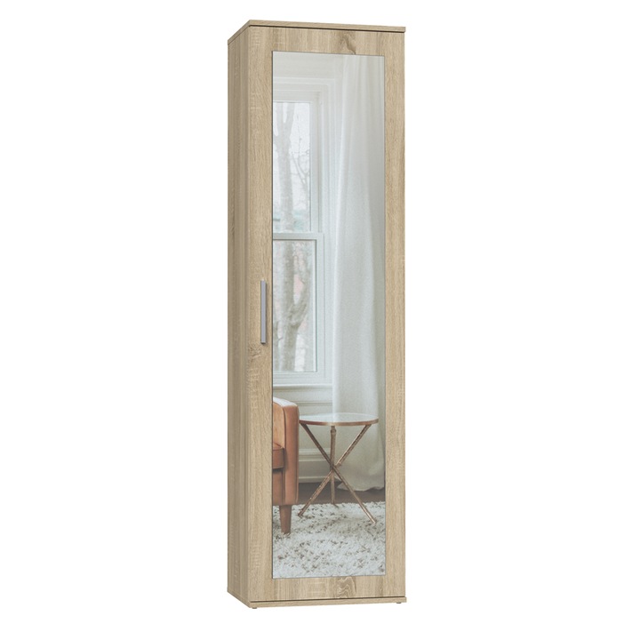Dulap cu oglinda Topeshop Duo, PAL, modern, stejar Sonoma, 180x50m