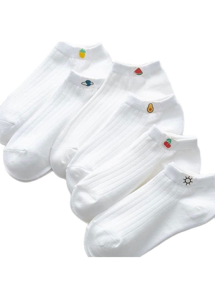 set-de-6-perechi-sosete-scurte-dama-bumbac-alb-fildes-imprimeuri-cu