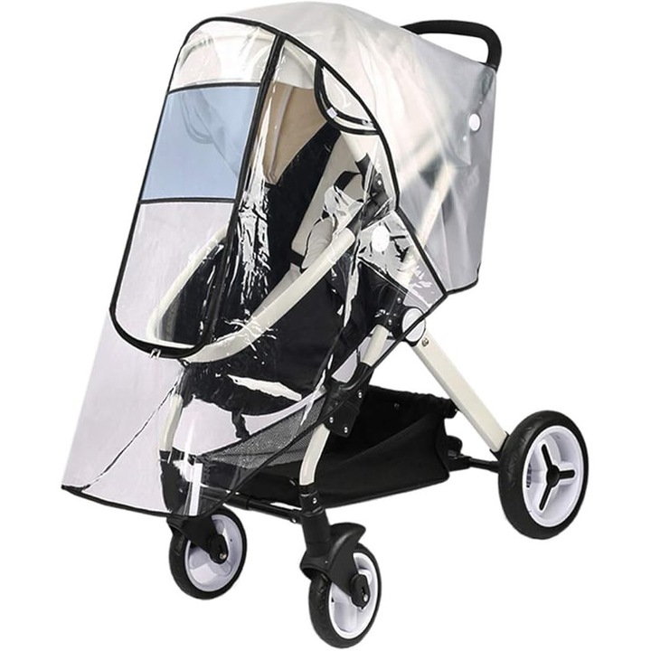 Husa impermeabila pentru carucior, universala, cu fereastra si fermoar, pentru protectie completa impotriva vremii, dimensiune mare