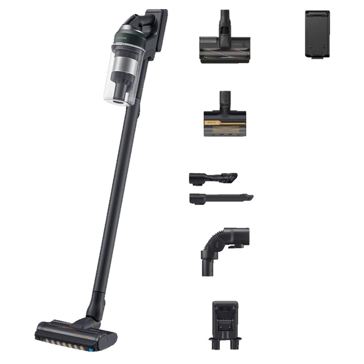 Aspirator vertical Samsung Jet 85 PetPRO VS20C85G2TN, 580 W, Autonomie 60 minute, JetCyclone, Recipient 0.8 l, Motor inverter, EasyClean Verde