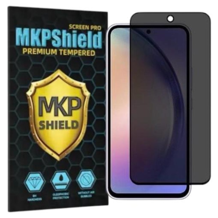 Folie protectie Privacy MKPshield, compatibila cu Samsung Galaxy A56, Protectie Ecran Premium, 6D Full Cover, Full Glue