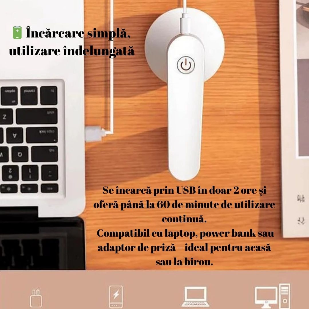 Aparat electric de indepartat scame, lame din otel inoxidabil, reincarcabil USB, potrivit pentru haine, pulovere, par de animale, design compact si portabil, alb