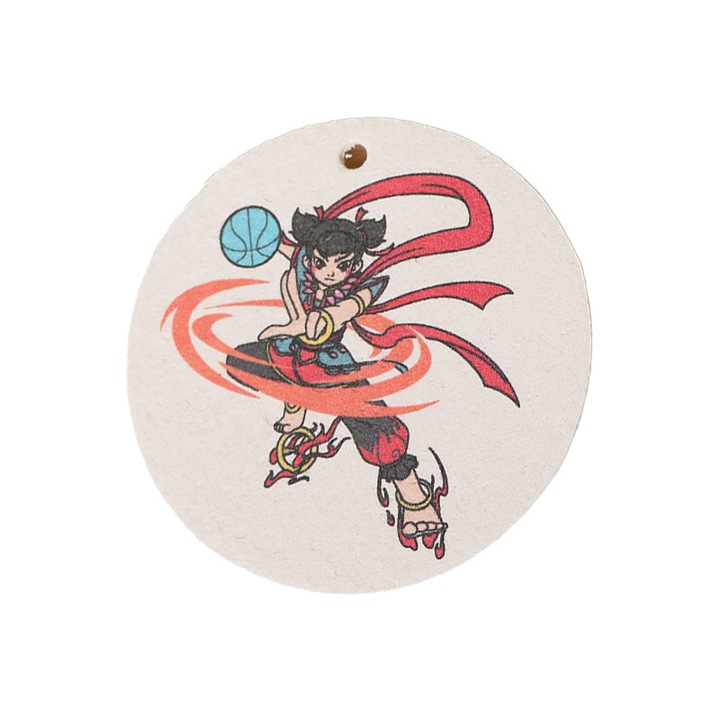 Burete Rotund Comprimat din Celuloza, Design Desen Animat Nezha din China, 1 Buc, Burete de Bucatarie cu Absorbtie Mare pentru Spalat Vase, Curatare Eficienta Anti-Grasime