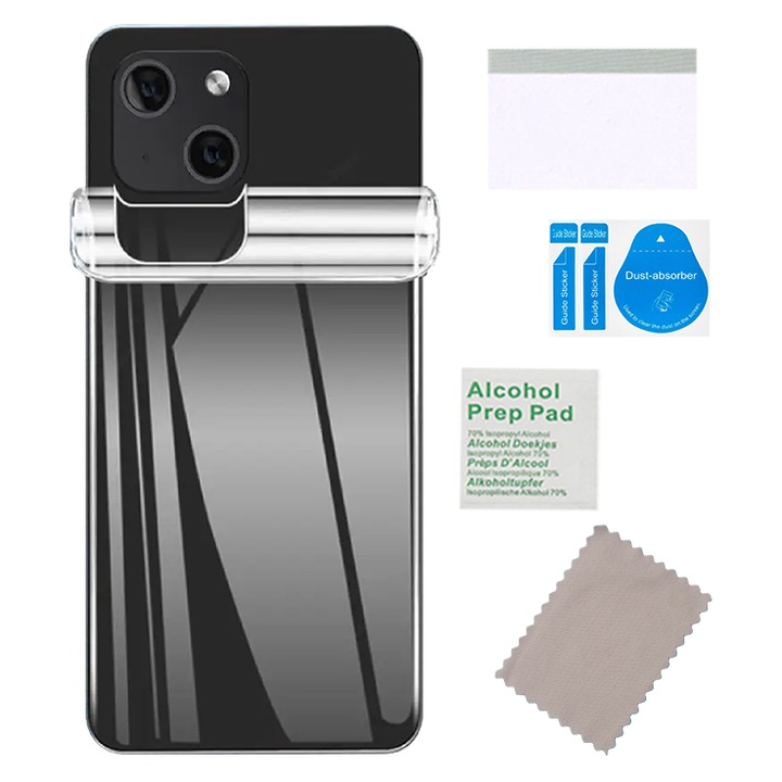 Хидрогелно фолио за iPhone 15 Pro, MARTECH, прозрачно, пълен комплект с гумена шпатула и кърпички, 0.03 мм