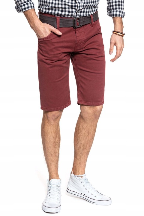Férfi rövidnadrág, Mustang, 1007589 7139, Anyag: 100% pamut, Szabás: Slim Fit, Záródás: Cipzár, Zsebek száma: 5, W29 EU, Piros