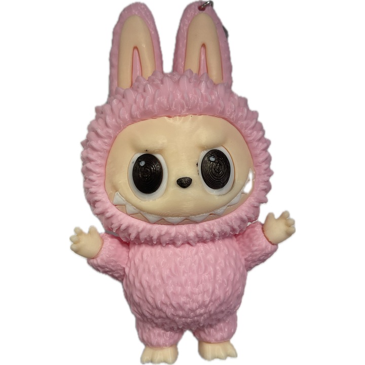 Jucarie Printata 3D LaBuBu cu Agatatoare, 15 cm, Plastic, Roz