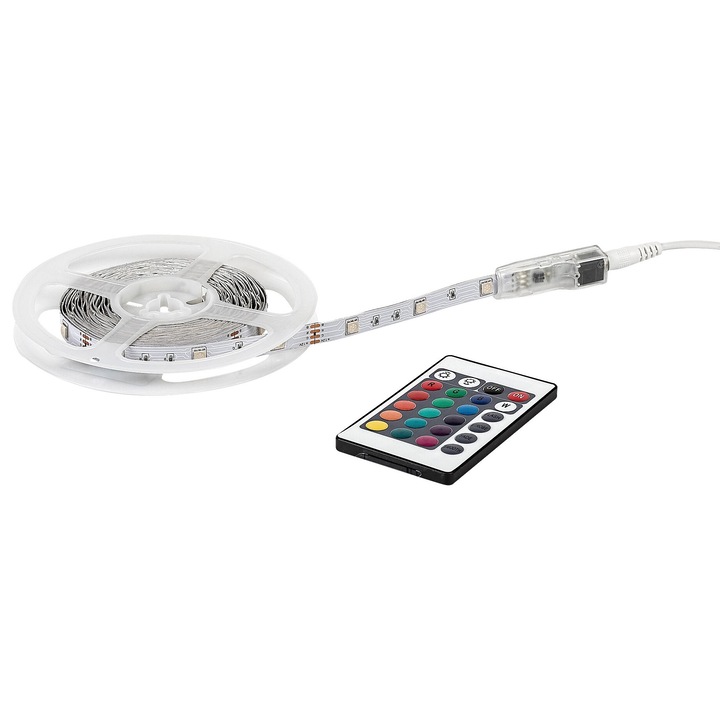 Banda LED STRIP Rabalux RGB cu telecomanda 19W 3.8W/M 5x30 LED 5m/Rola IP20