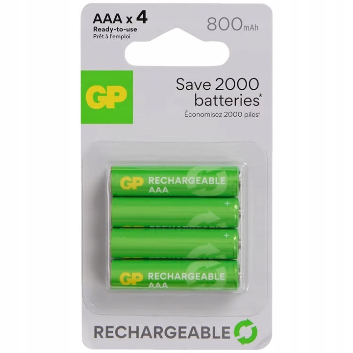Set 4 baterii, NiMh AAA GP 800mAh