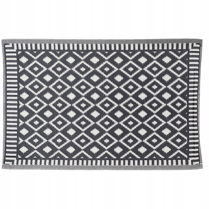 Covor exterior CARDSPLITTER 120x180cm, impermeabil, design geometric, negru