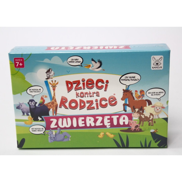 Társasjáték Gyermekek kontra szülők, Kenguru, állatok, 54 kártya, 208 kérdés