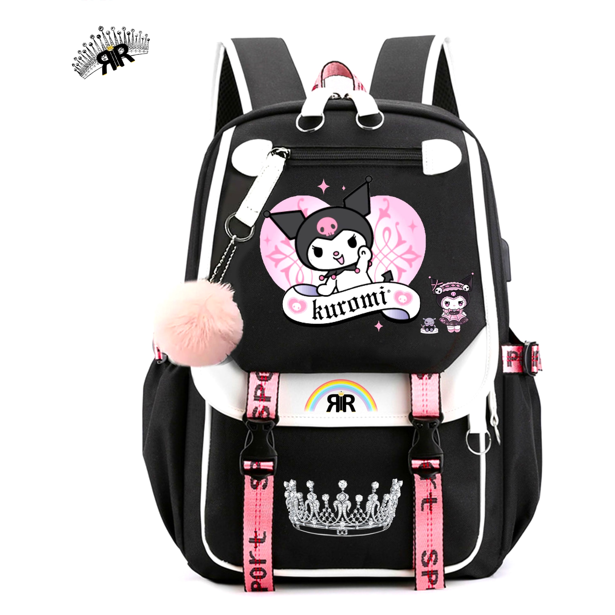 Ghiozdan RIR, Printesa Rebela Kuromi, impermeabil, port USB
