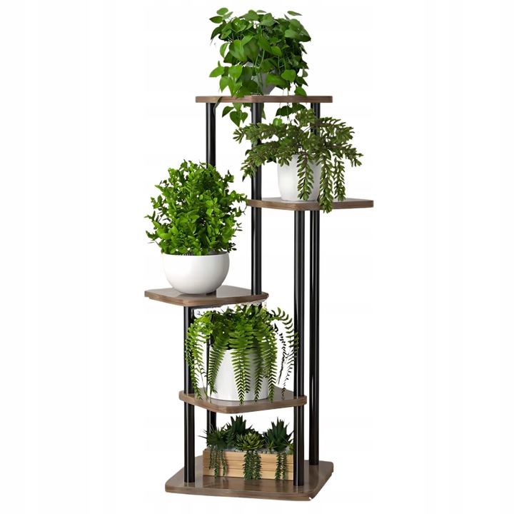 Ötszintes virágtartó állvány, HomeDesign, fém, stabil szerkezet, könnyű összeszerelés, maximális teherbírás 15 kg szintenként, 106 x 30 cm