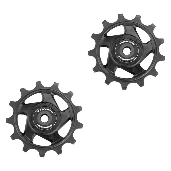 Roti complete bicicleta Token set 13T, plastic, negru, Shimano 12s