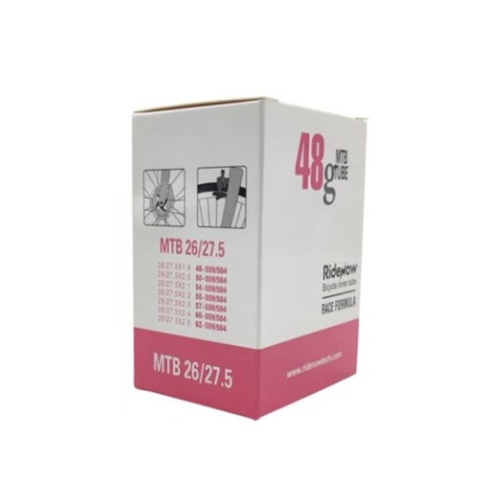 RideNow kerékpárbelső 26-27,5", 48g, 45mm szelep, TPU