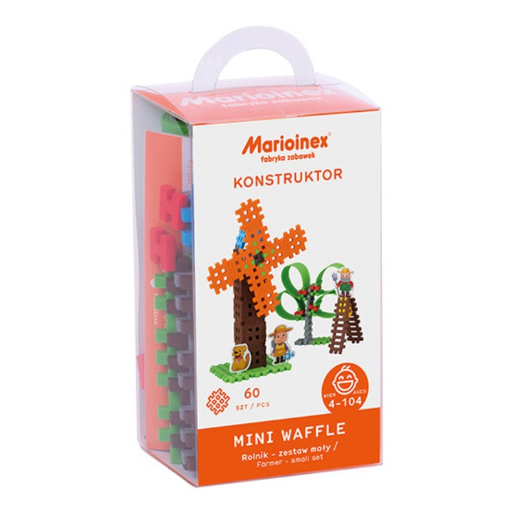 Építőipari készlet Klocki gofri mini Rolnik maly 03810, 5 db figura, tarka, 30x30cm