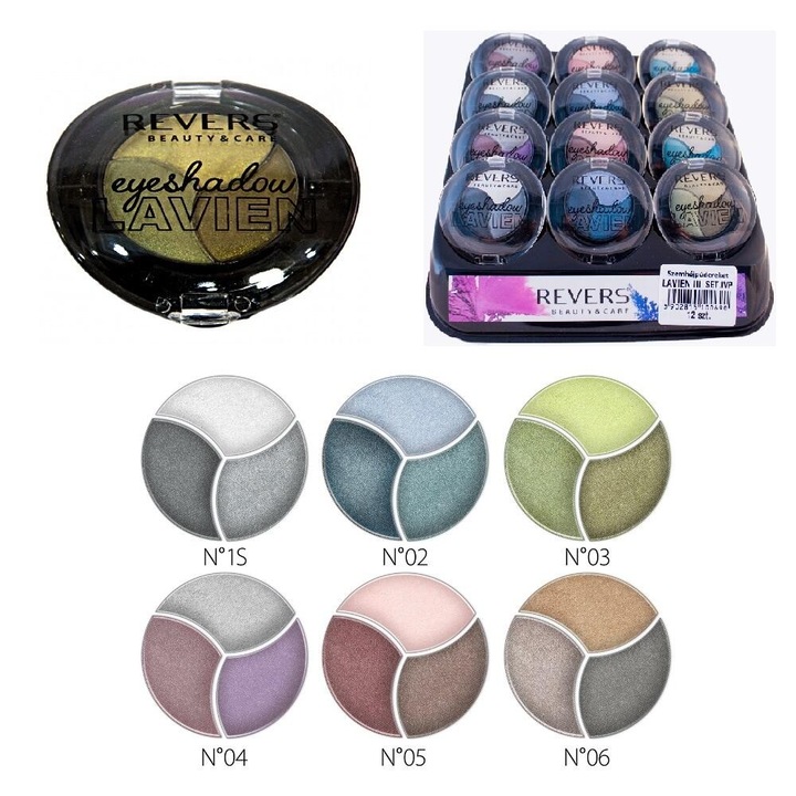 Szemhéjfesték, 12 darabos készlet, Revers, Lavien Trio Set IV P, többszínű