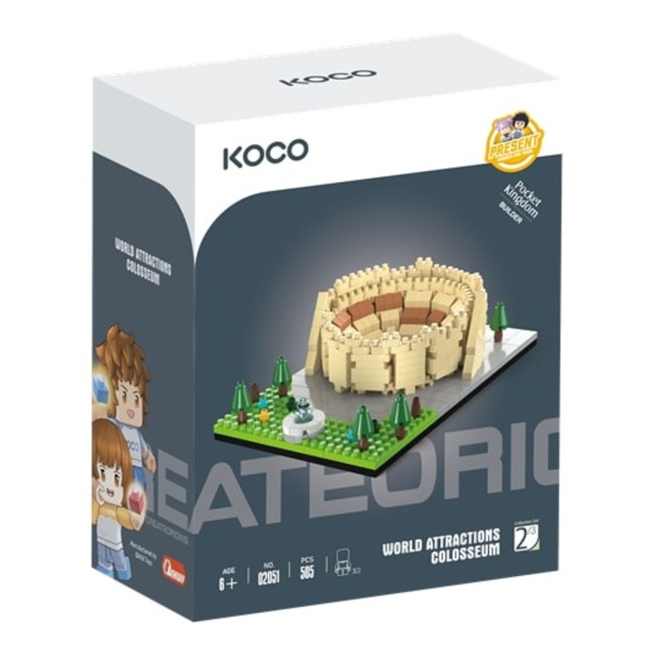 Set de constructie KOCO Koloseum 505 elemente, multicolor, dimensiuni compacte