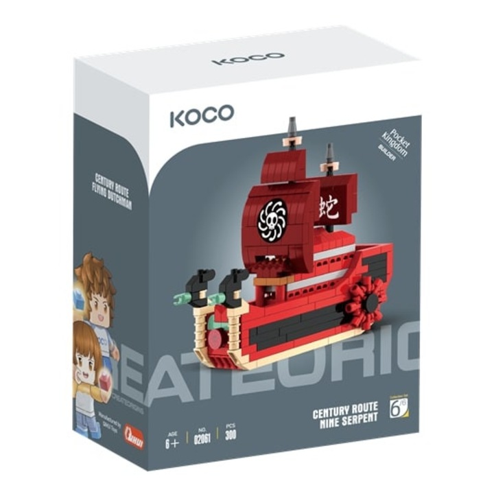 Set de constructie KOCO 300 elemente, tema: nava pirat, multicolor