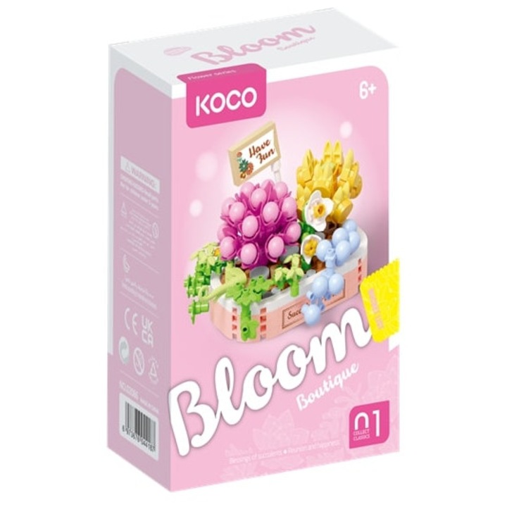 Set de constructie KOCO, 249 elemente, suculente, donica roz