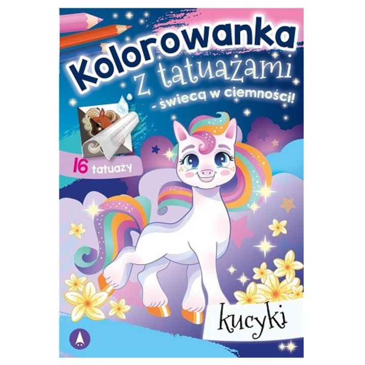 Tatuaje temporare, Kucyki, efect WOW, multicolor, cu proiecte de colorat si tatuaje