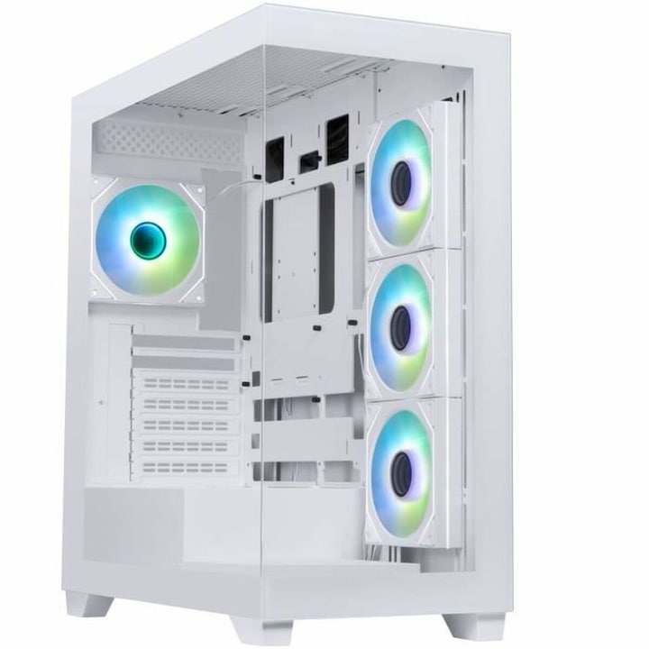 Carcasa Mini Tower Zalman P30 BW, Micro ATX/Mini-ITX, 3 ventilatoare A-RGB, USB-C, Alb/Negru