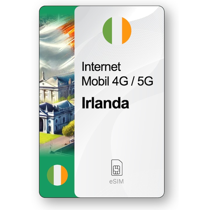 ESIM Internet Irlanda, valabil 30 zile, trafic 5 GB