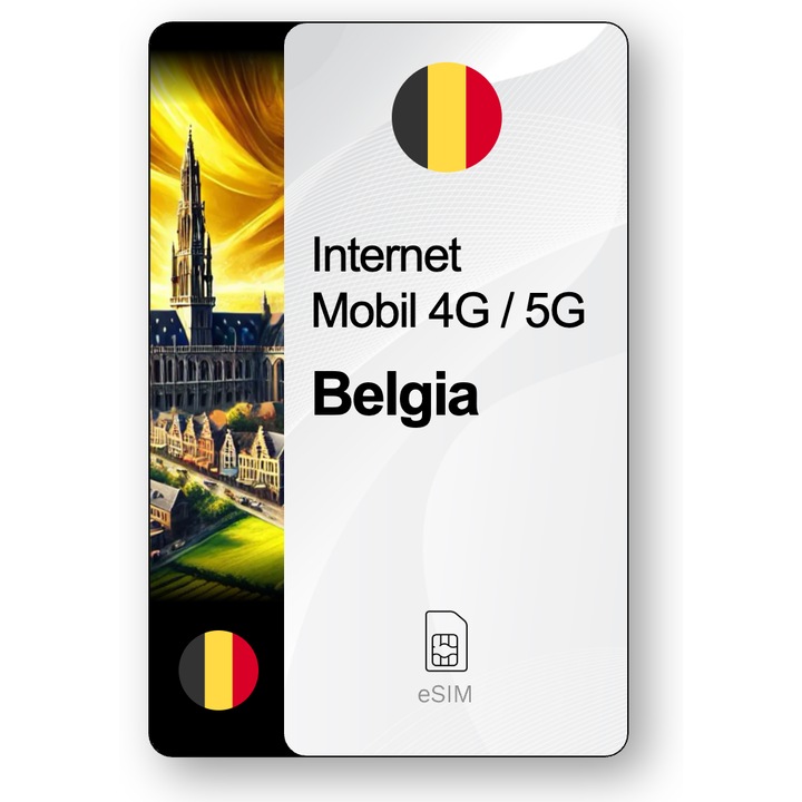 ESIM Internet Belgia, valabil 30 zile, trafic 5 GB