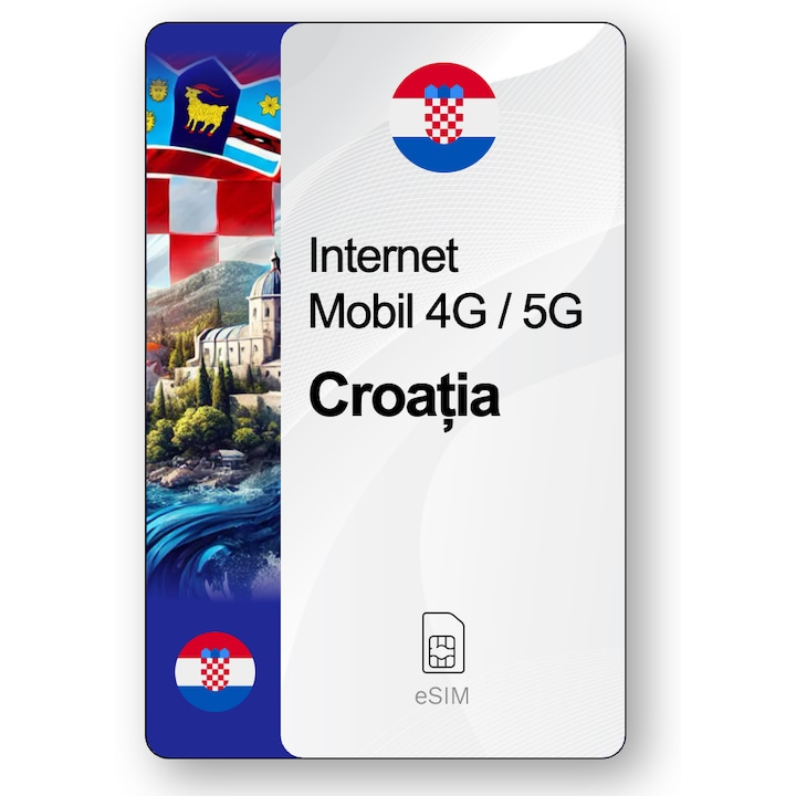 ESIM Internet Croatia, valabil 30 zile, trafic 5 GB