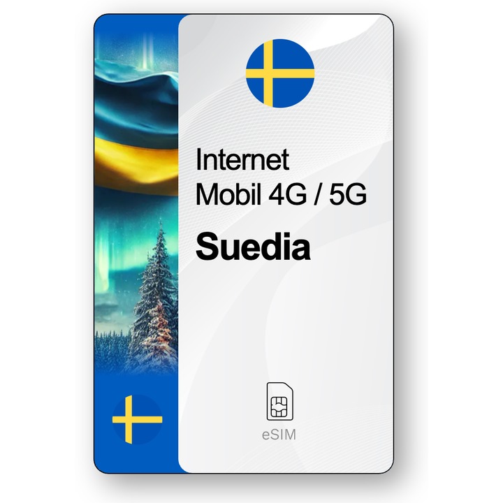 ESIM Internet Suedia, valabil 30 zile, trafic 5 GB