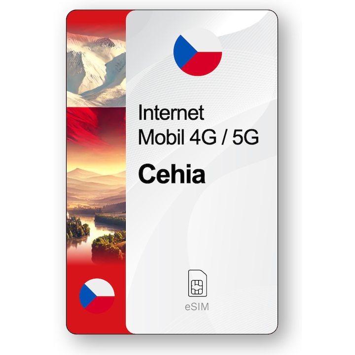 ESIM Internet Cehia, valabil 30 zile, trafic 5 GB