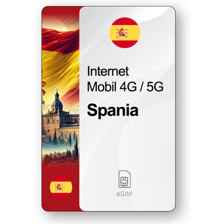 ESIM Internet Spania, valabil 30 zile, trafic 5 GB